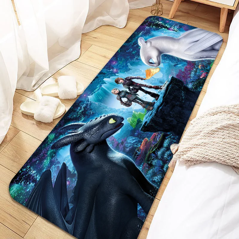 Cute Night Fury Light Fury Dragon Door Mat Entrance Non-slip Washable Kitchen Carpet Living Room Hallway Rugs Bathroom Bath