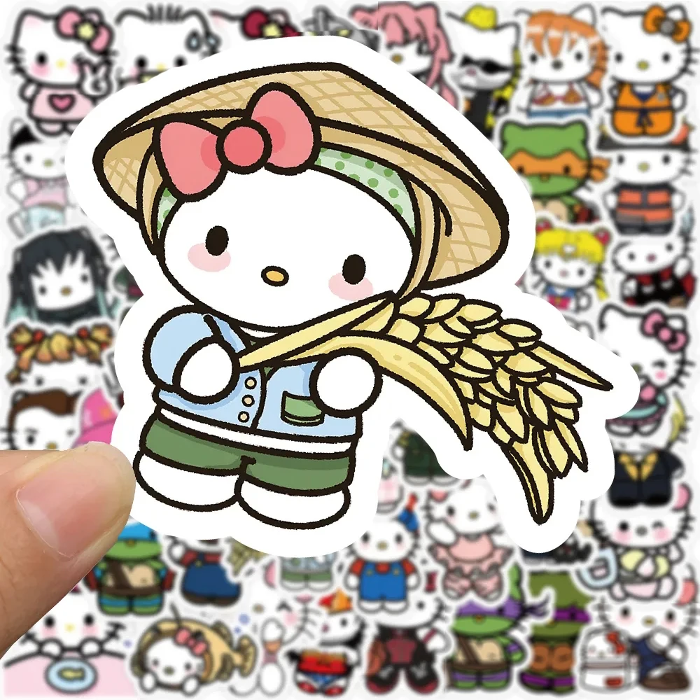 Autocollants de dessin animé Art Hello Kitty, Sanurgente Kawaii, décalcomanie pour ordinateur portable, bagages, jouets, cadeau de scrapbooking, 10 pièces, 30 pièces, 50 pièces, 104 pièces