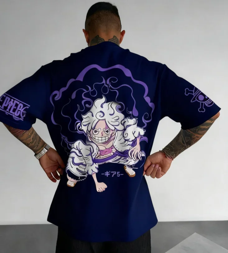 2025 otoño nuevo Luffy Gear 5 Nika Anime Anime impreso hombres y mujeres Casual Top clásico Interior Y2K ropa