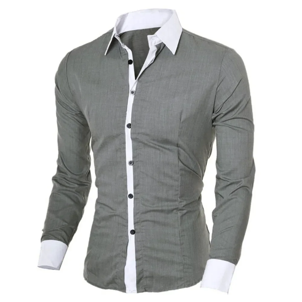 Men's Fashion Business Shirts Personality Men's Casual Slim Long-sleeved Shirt Top Blouse Male Shirts Designer Chemise Homme #4