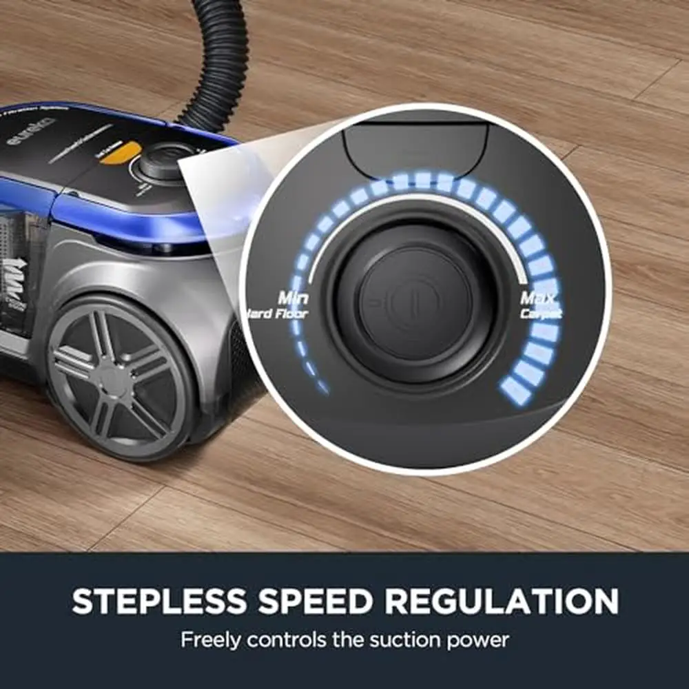 Powerful 1000W Canister Vacuum Cleaner HEPA Filter Bagless with Retractable Cord and 4 Cleaning Tools Blue Home Pet Friendly