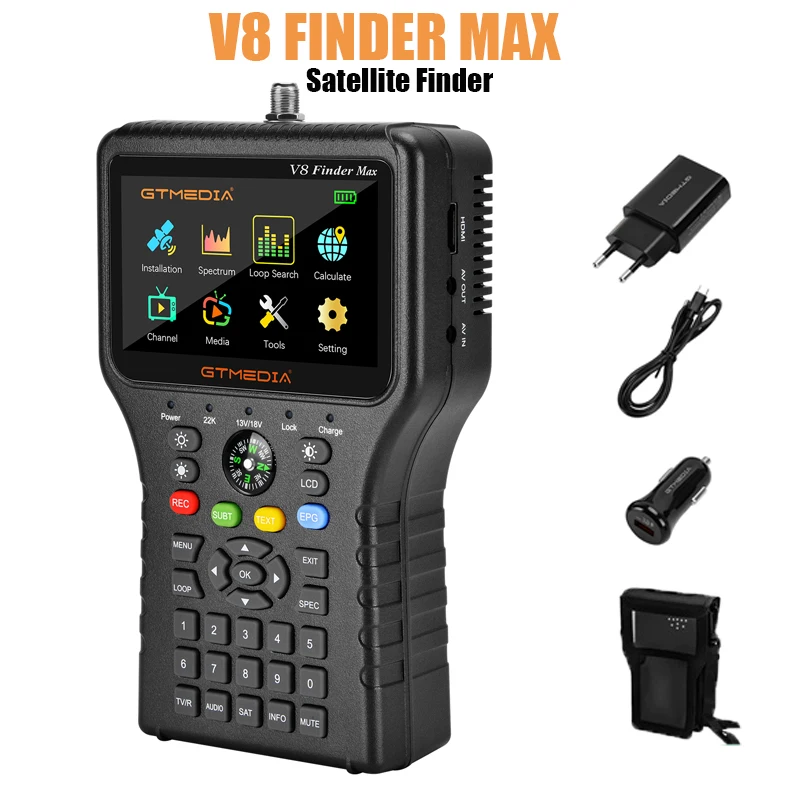 GTMEDIA V8 Finder Max Satellite Signal Finder DVB-S/S2/S2X H.264/H.265 (8bit) Satellite Locator 4.3 Inch HD Official Accessories