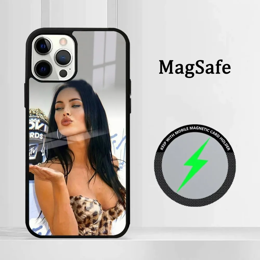 M-Megan F-Fox-y Phone Case For iPhone 16 15 14 13 12 11 Pro Max Plus Mini Magsafe Mirror Wireless Magnetic Cover