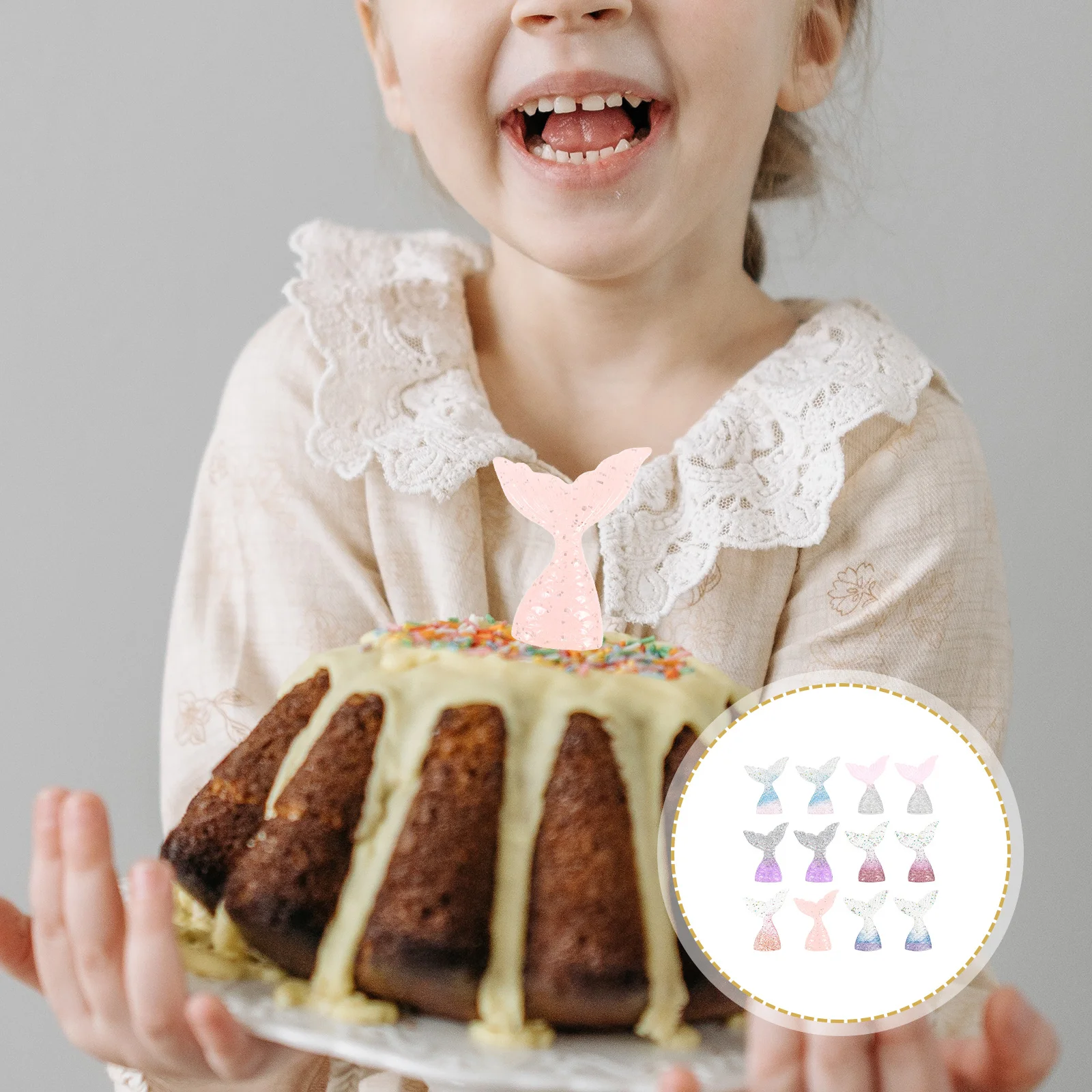 

12Pcs Mermaid Tail Decor Small Resin Cake Adorns Delicate Party Supplies Birthday Decorations Mermaid Decorations