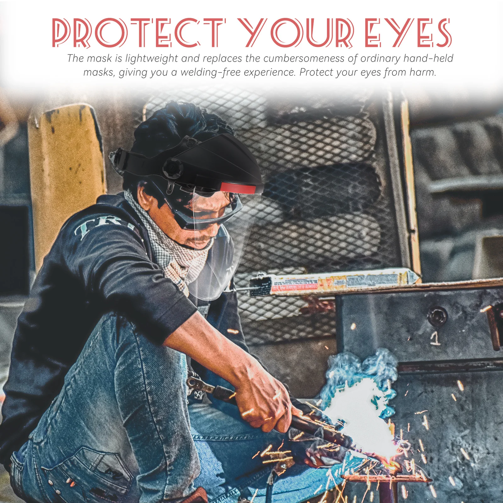 

Head-Mounted Transparent Welding Black High Strength Pc Anti-Uv Shockproof Mask for Argon Arc Gas Shielded Welding