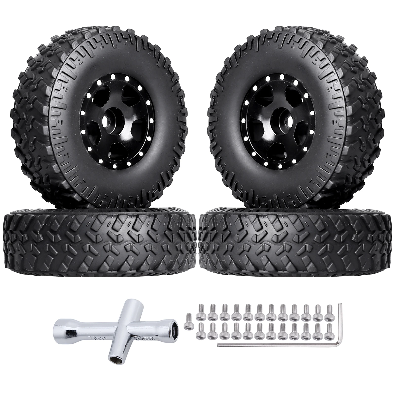 HobbyPark 1.0 Beadlock Wheels for TRX4M AX24 SCX24 FCX24 Enduro24 1/18 1/24 RC Crawler Car (Style A with Tires)