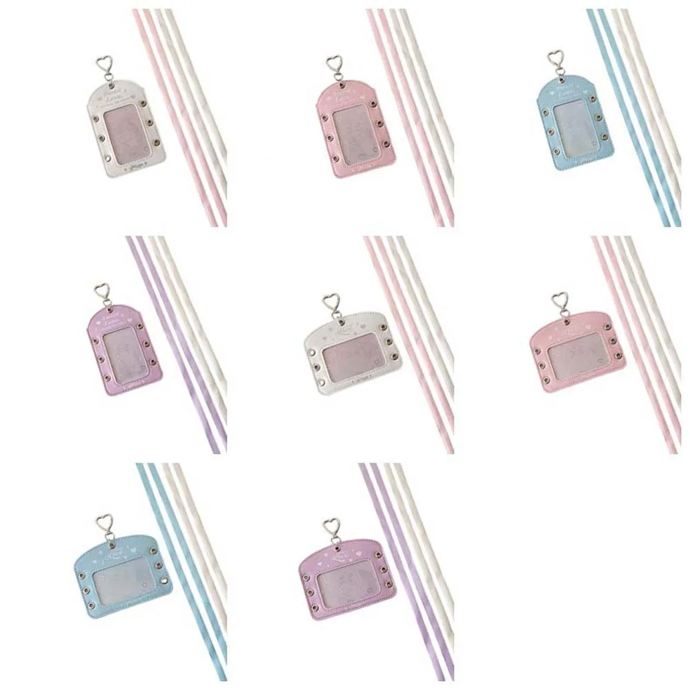 DIY Ballet Ribbon Korean Photocard Holder With Keychain Love Heart Pendant Photo Photocard Frame Hanging Decoration Picture