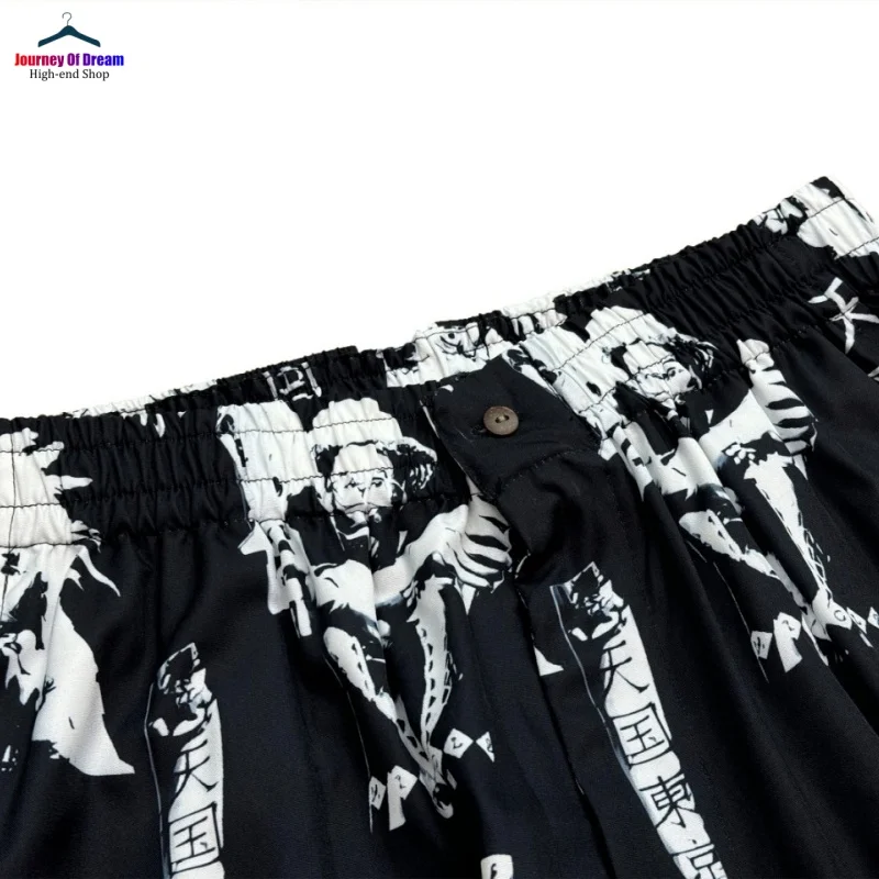 High Quality Mens Womens Black White Summer Beach Casual WACKO MARIA Heavenly Tokyo Full Print Casual Hawaii Shorts