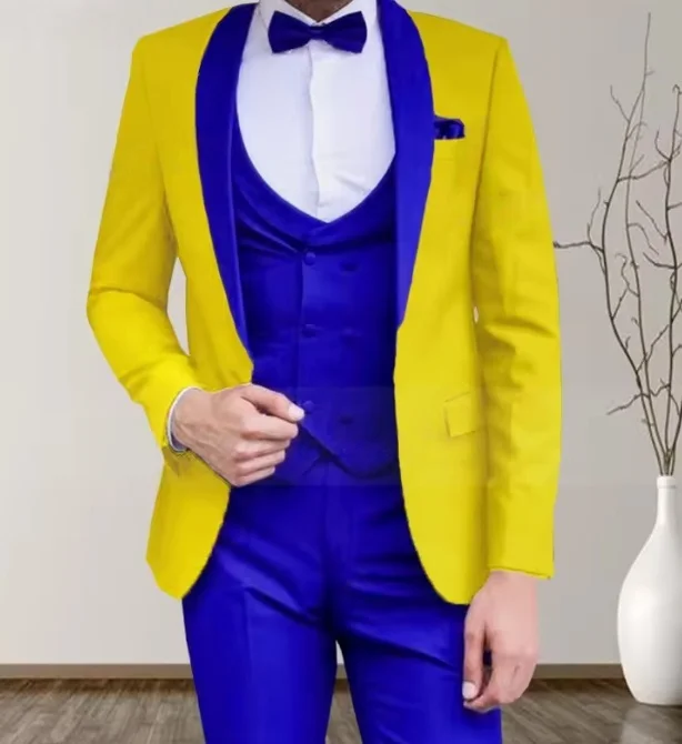 

CustomizedShawl Lapel Design Men's Suit Orange 3 Piece Men's Jacket Pants Custom Fashion Groom Wedding Suit Tuxedo Blazer Suit