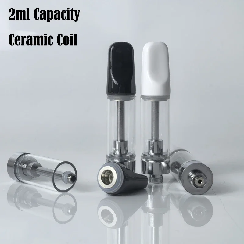 10-50piece 510 Threaded CC-ell Cartridge 2ml Big Capacity Carts Atomizer Ceramice Coil Wood Mouthpiece For 510 Vape Pen Battery