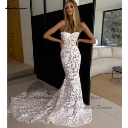 Lakshmigown Sparkly Lace Mermaid Wedding Dress 2024 Vestidos Noivas Sweetheart Sexy Beach Bridal Gowns Off The Shoulder