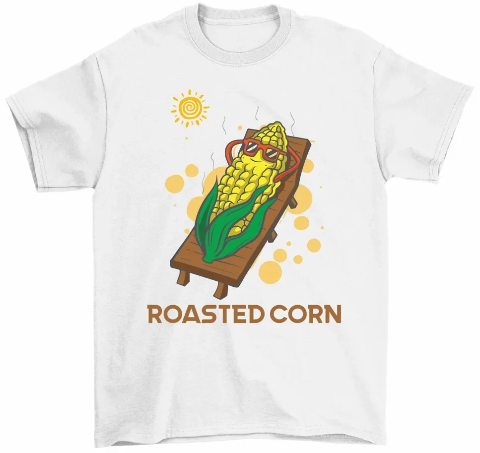 Roasted Corn T-Shirt Funny Corn Lovers Food Pun Tee Shirt High Quality 100%Cotton Short Sleeve