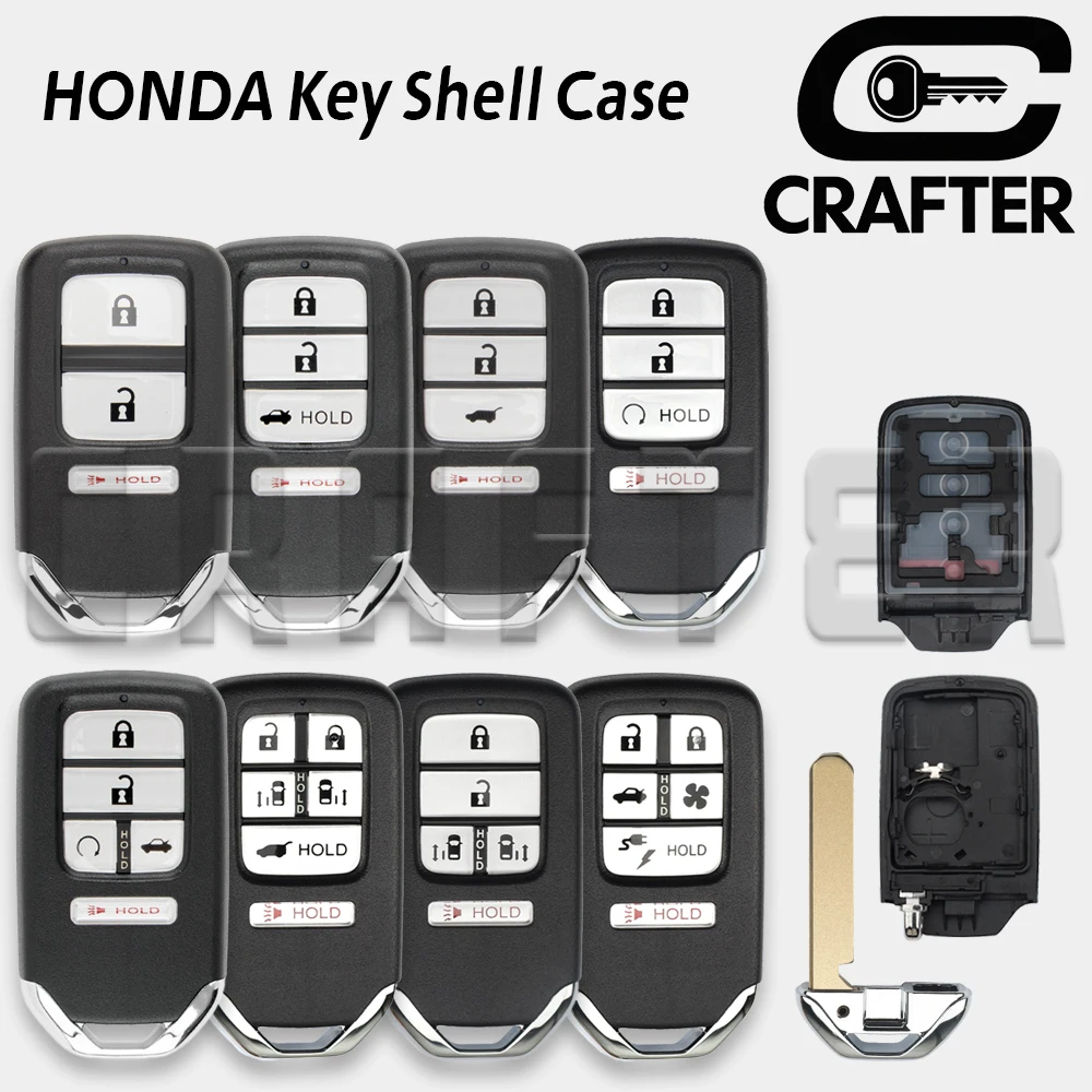 

Key Crafters Smart Car Key Shell Case 3 to 6 Buttons WIth Cutting Service For Honda Replacing Car Key Shell
