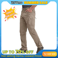 TACVASEN Summer Lightweight Trousers Mens Fishing Pants Outdoor Hiking Nylon Quick Dry Pockets Cargo Pants Casual Work Trousers