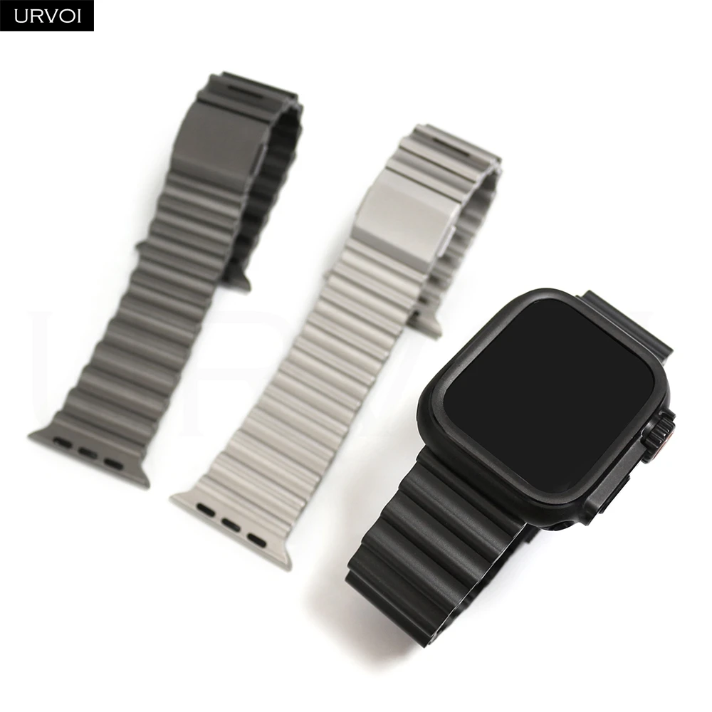 URVOI Ocean Band for Apple Watch Ultra 3 2 Series 11 10 9 8 SE3 316L Stainless steel Strap Magnet closure DLC coating wriseband
