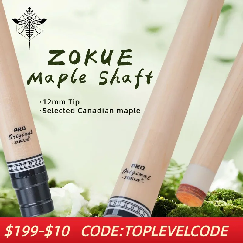 ZOKUE Carom Stick wooden single shaft with 12mm tip 71cm lengh North American Hard Maple  for 3 Cushion  Professional Carom cue
