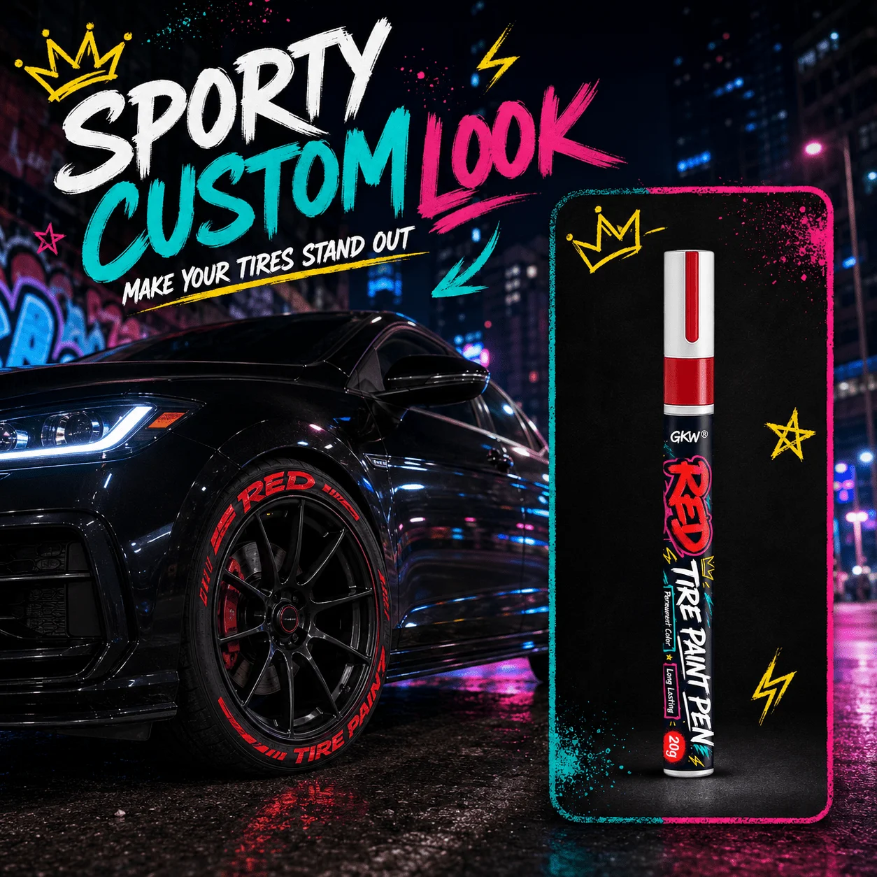 2 Pcs Trendy Car Tire Marker, Premium Waterproof Quick Dry, Mark Tires, Drawing & DIY, No Smudge & Blur, Versatile Oil-Based Pen