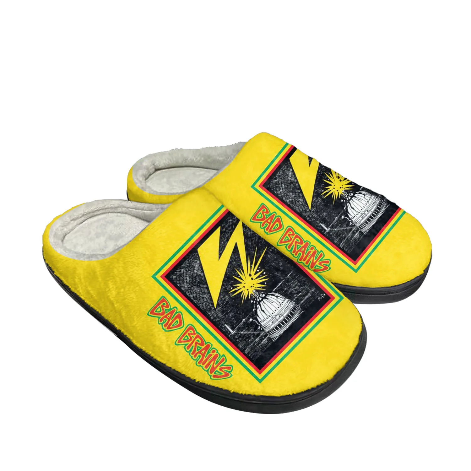 Bad Brains Punk Rock Band Home Cotton Slippers Mens Womens Teenager Fashion Plush Bedroom Keep Warm Shoes Tailor Made Slipper