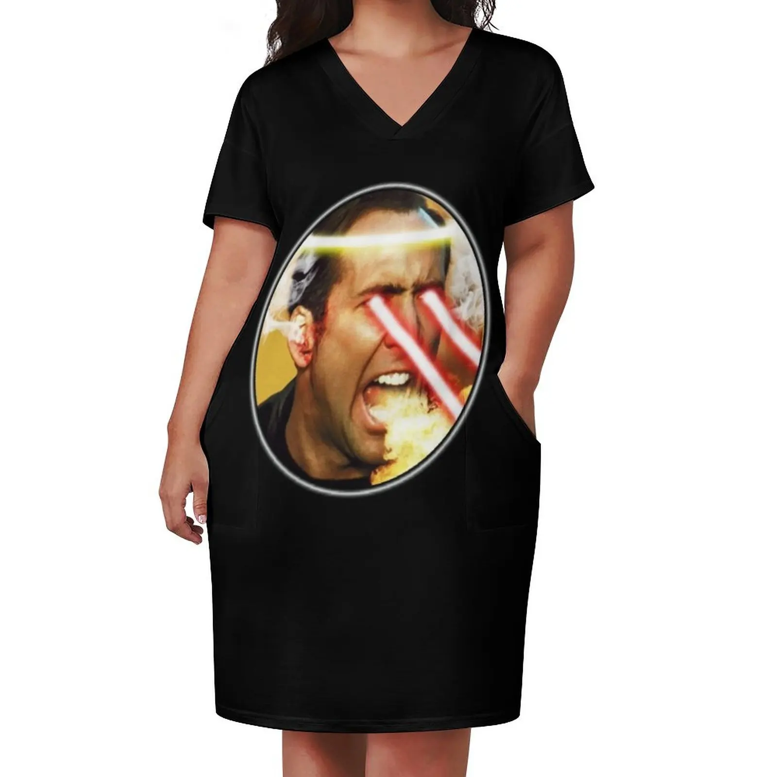 Nicolas Cage Rage - Nicholas Cage - Nick Cage - Nic Loose Pocket Dress party dresses women Dress women Women's summer suit