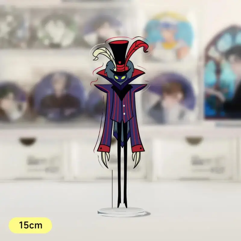 Diy hazbin hotel placas de pé vox alastor casca anjo poeira 15cm ornamento desktop anime coleção ação brinquedo figuras presente