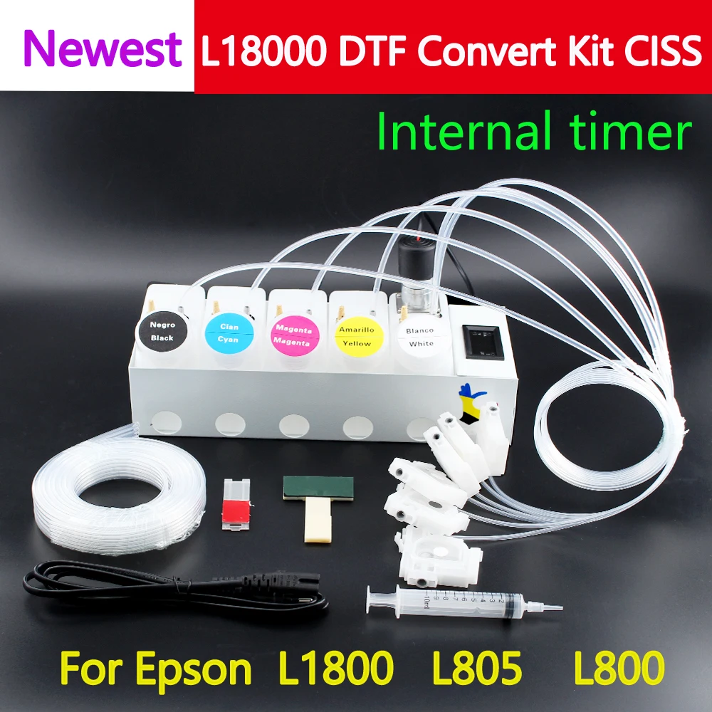 

L1800 DTF Continuous Ink Supply System Convert Kit For Epson L800 L805 CISS White Ink Tank With Stirrer Timer Control 250ML