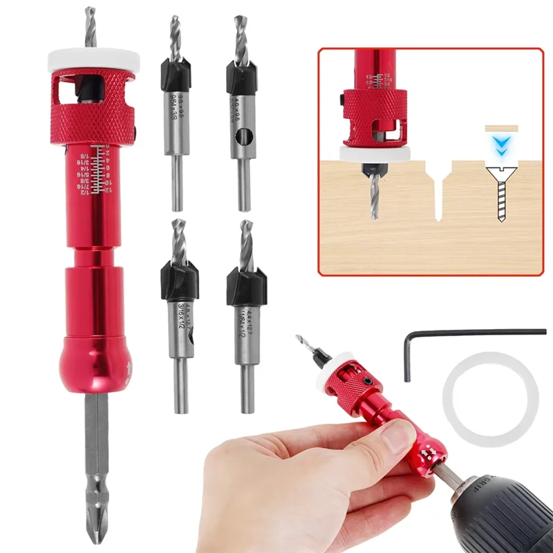 Trapano da banco per la lavorazione del legno Trapano a gradini per legno Vite autofilettante Fori per punzonatura Strumento di installazione punta da trapano - [Qahk]