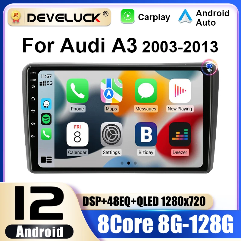 2 Din Android 12 Car Radio For Audi A3 8P S3 RS3 2003 -2013 Multimedia Video Player GPS 4G Carplay Auto Stereo RDS IPS Head Unit