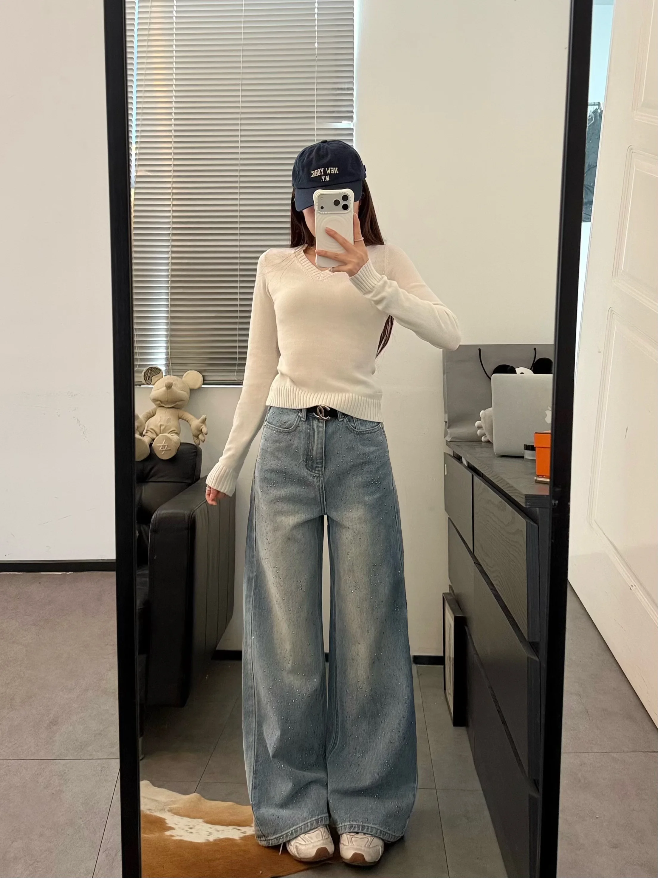 

Viiwen Purple Sweater Short Narrow V-Neck College Style Pullover Spring Fashion Women's Clothing Casual Long Sleeve Top