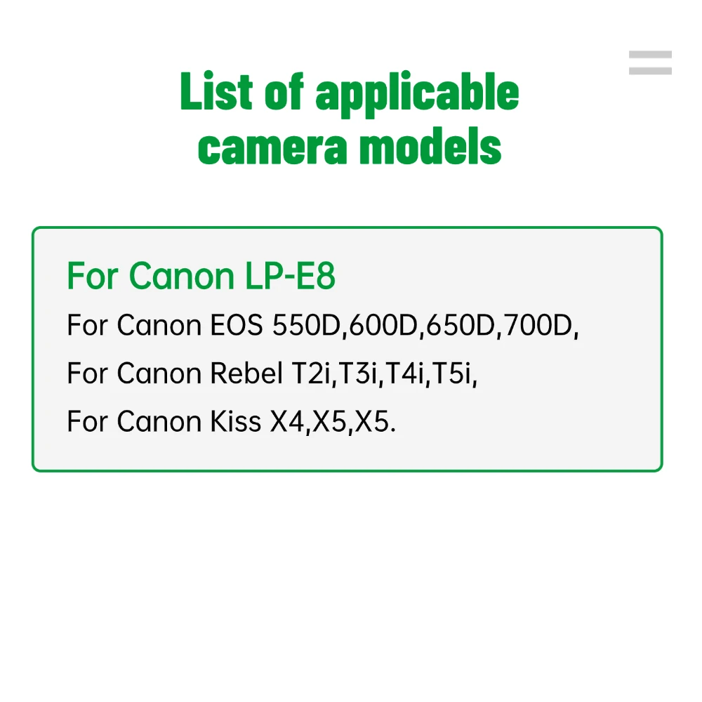 PUJIMAX 6PCS 2100mAh LP-E8 LP E8 Camera Battery  for Canon EOS 550D 600D 650D 700D Rebel T2i T3i T4i T5i X4 X5 X6i X7
