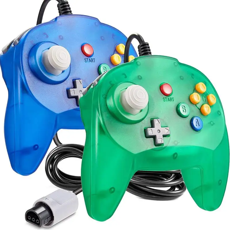 New 2pcs/set Retro Mini Controller for N64 Console, Classic N64 Wired Remote Game Controller Upgraded Joystick Gamepad