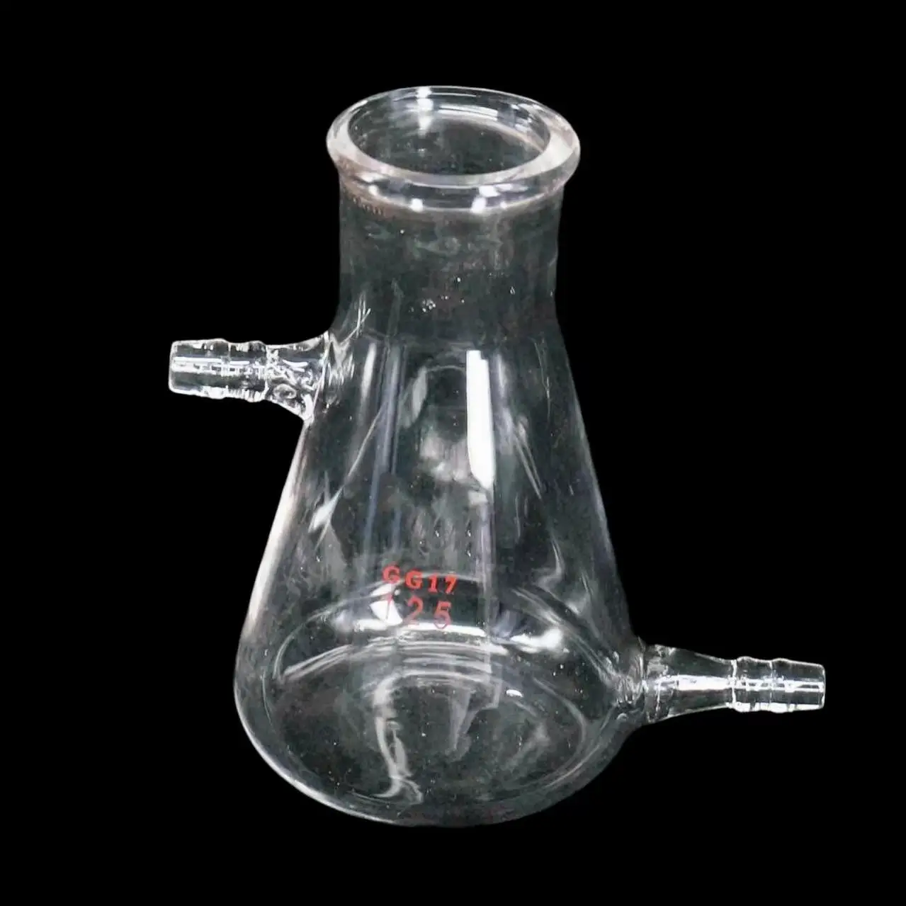 

125ml Glass Filtering Flask Lab Filtration Bottle Double 10mm Hose Vacuum Adapter Glassware