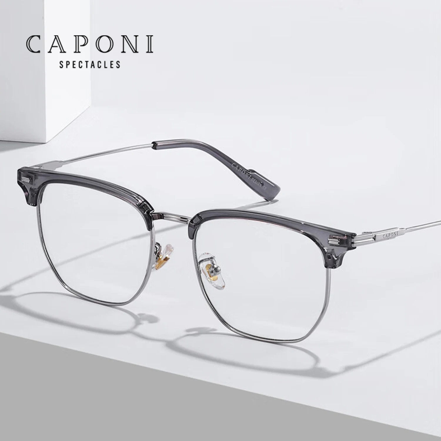 CAPONI New Men’s Glasses Frame Vintage Designer Titanium Glasses Original Popular Anti Blue Ray Discoloration Eyeglasses J23037