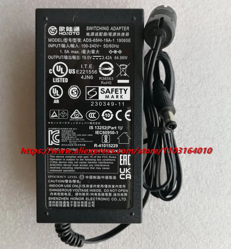 Genuine ADS-65HI-19A-1 19065E Hoioto 65W Adapter Charger For MSI Optix G321CQP AG321CR Modern MD271CP Curved Full HD LCD Monitor