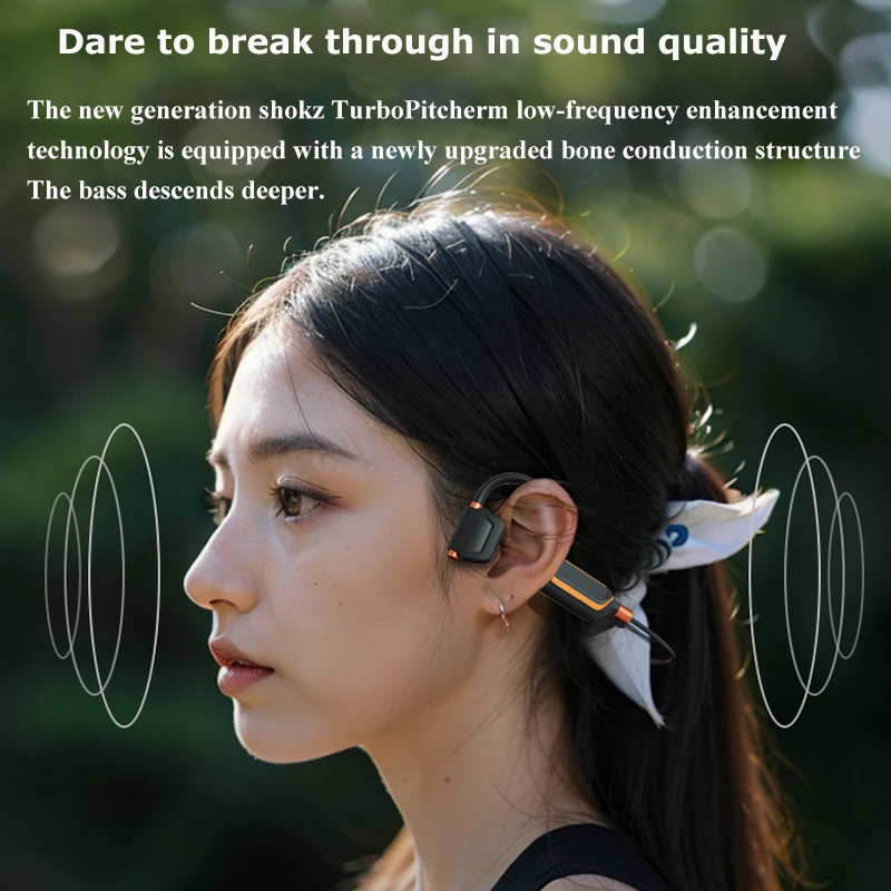 True Bone Condcution Earphones Bluetooth 5.3 Headphpnes Built-in 32GB Memory ENC Noise Reduction Sports Headset with Microphone