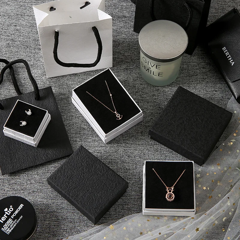 10pcs Mini Travel Jewelry Box Storage Organizer Packaging Case Portable Kraft Paper Earring Ring Necklace Jewellery Organizer