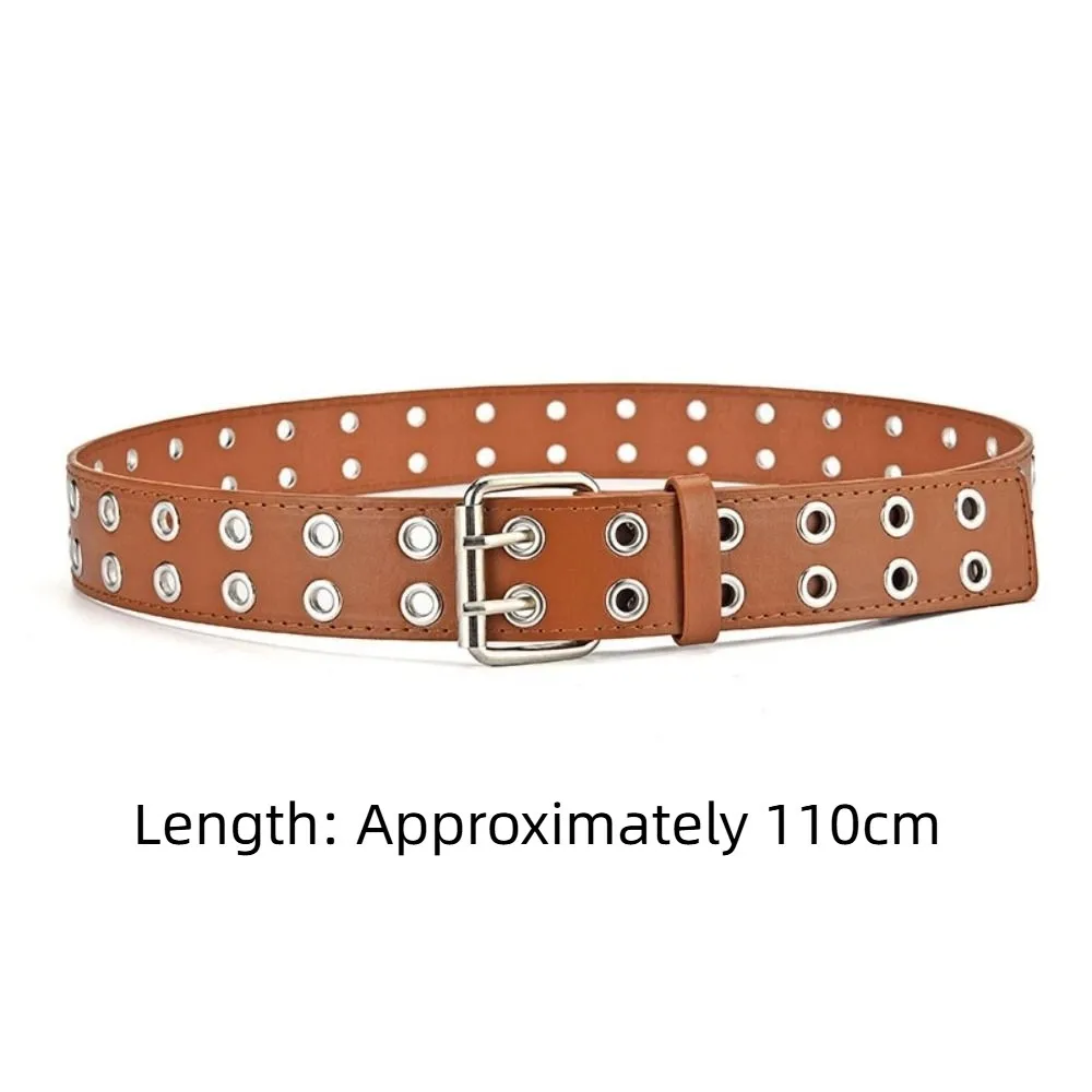 فاسق صف مزدوج حفرة حزام مشبك معدني واسعة الجانب بولي Leather الجلود ستار أحزمة كل مباراة الجينز ديكور الهيب هوب حزام الخصر