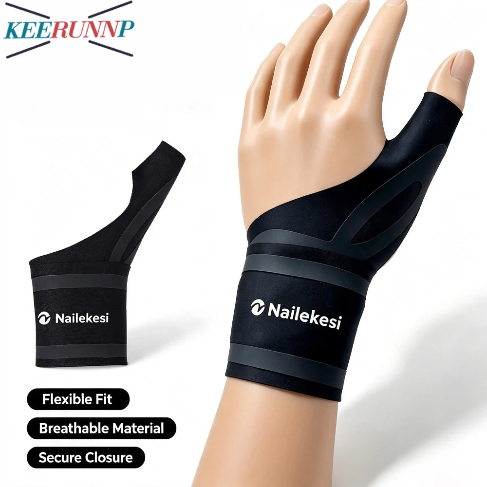 1PCFlexible Compression Thumb Wrist Brace, Ultra Thin Breathable Thumb Support Protector for Sports,Fitness, Golf,Bowling,Typing