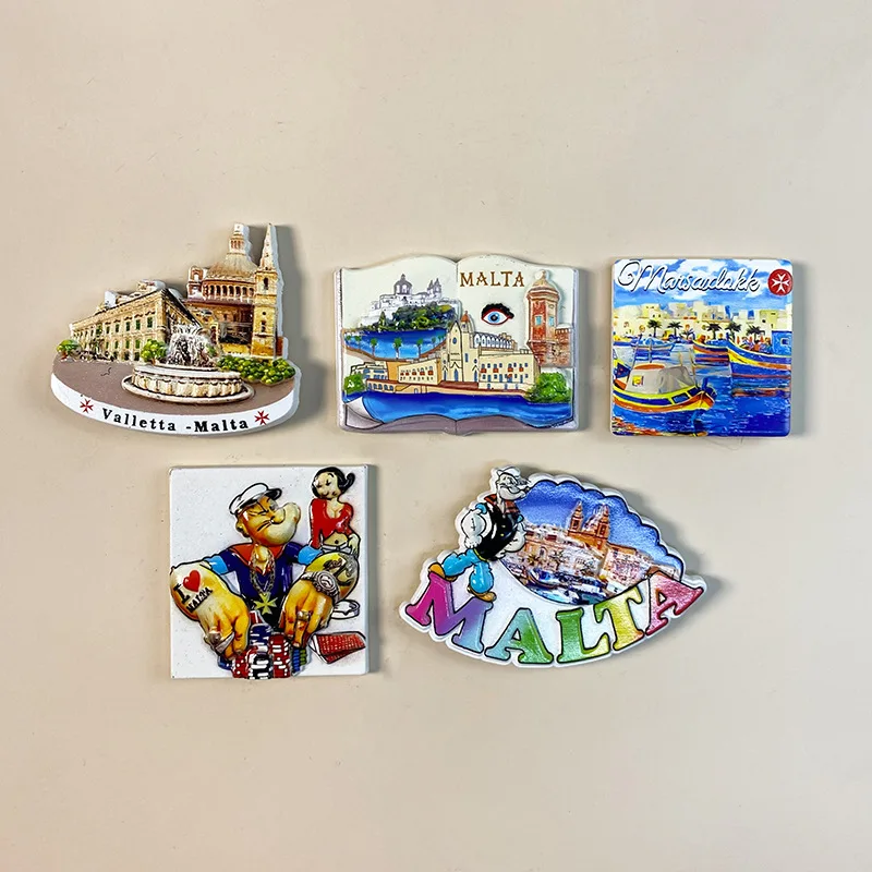 Malta 3D UV Printing Resin Fridge Magnets Ornament Souvenir Refrigerator Magnets Sticker Collection craft Gift Home Decoration