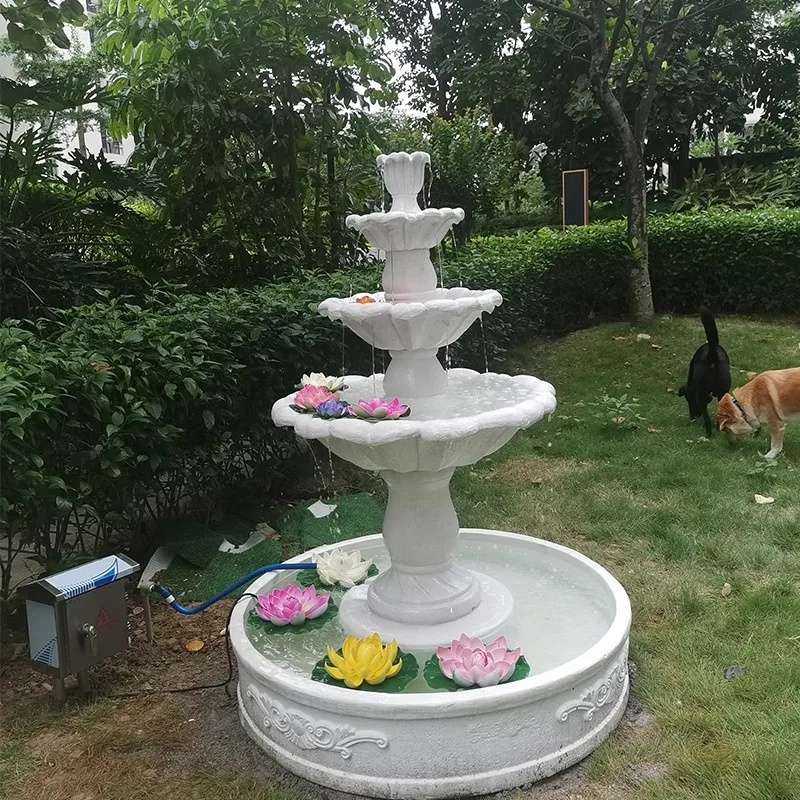 

Three-story wedding fountain courtyard decoration balcony simple running water water wedding clock in wishing pool ornament