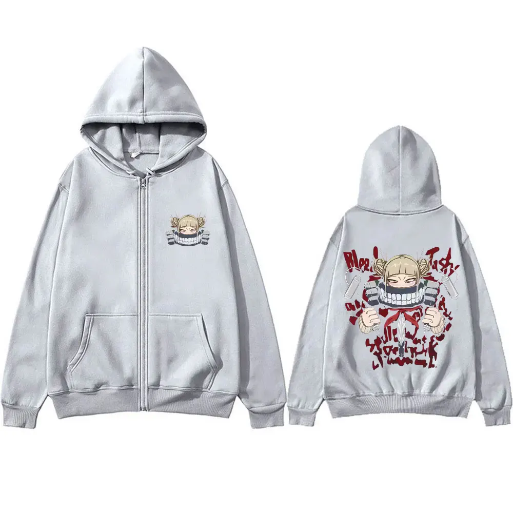 Hot Anime My Hero Academia Zipper Hoodie Cute Kawaii Himiko Toga Zip Up Jacket Men Women Cartoon Manga Cosplay Zip Up Sweatshirt - view 5