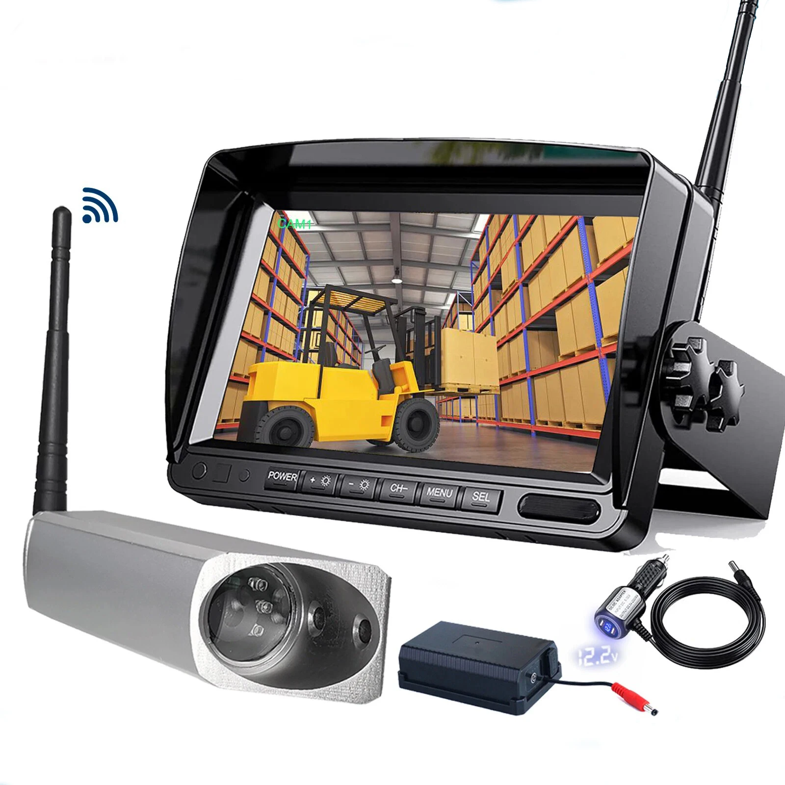 Forklift Waterproof 7-inch Display Reversing Image Wireless Magnetic Camera Detector Driving Recorder Without Recording Function