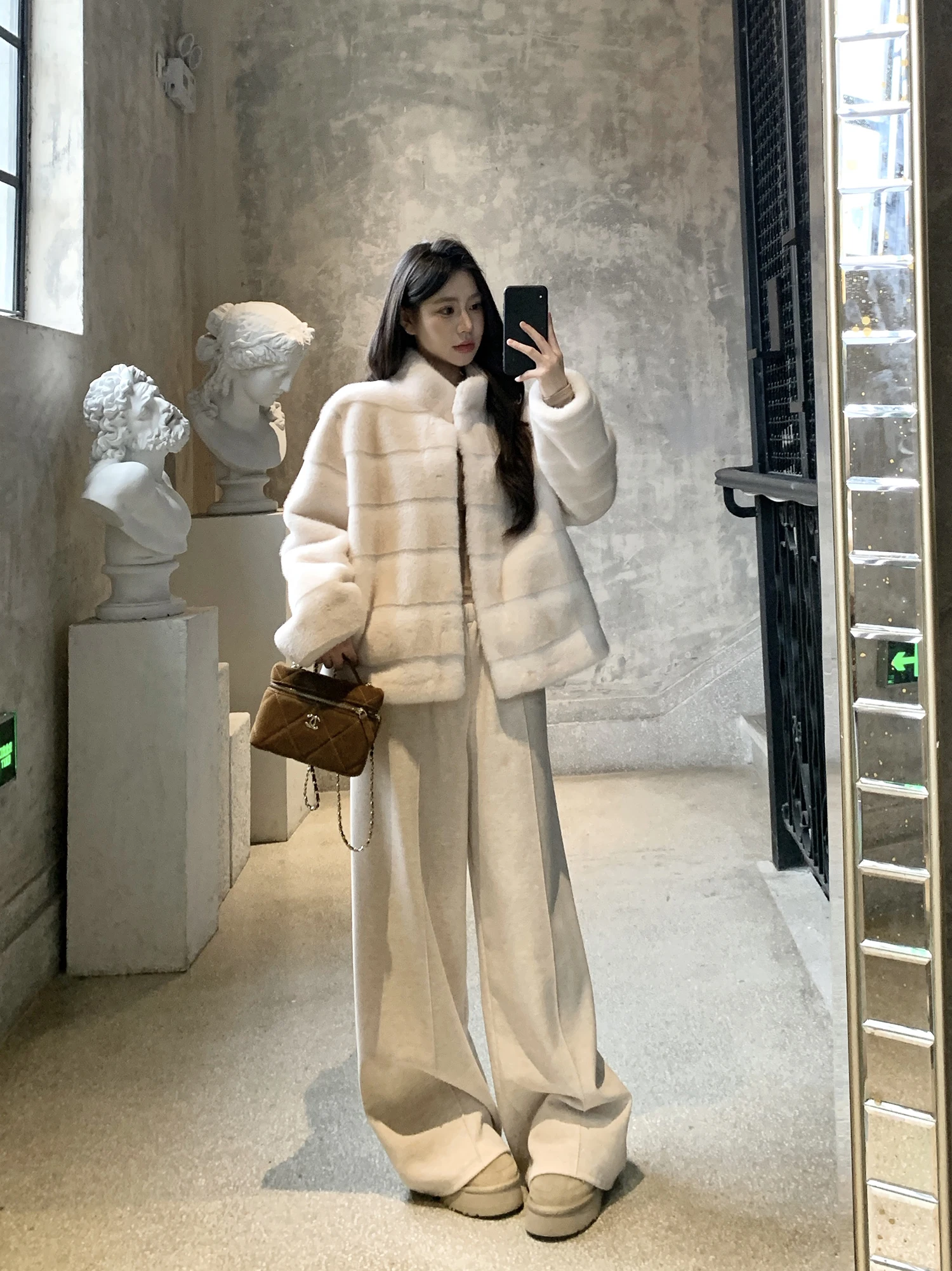 

Soft Faux Fur Collar Jaet with Loose Fit Casual Sle Women's Winter Coat Warm Plu Stand Collar Outerwear by Withmxboom