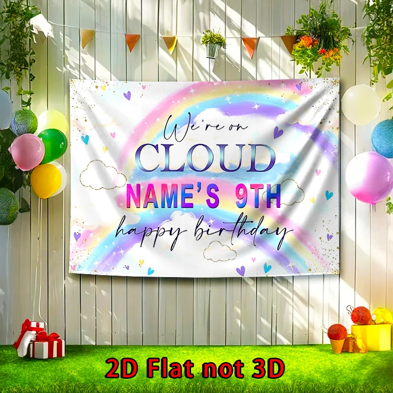 2D 플랫 배너, 1pc 맞춤형 이름 사용자 정의-편집 가능한 텍스트, 다양한 파티 행사용, 90.5x70.8인치 폴리에스테르 배너