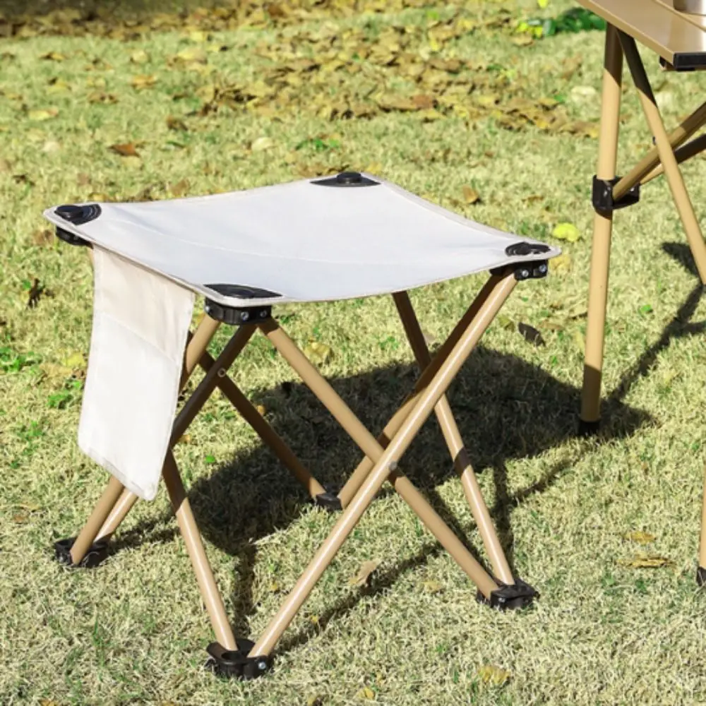 Large Size Folding Camping Stool Ultralight Side Pocket Portable Stool with Carrying Bag High Load Bearing Outdoor Chair Picnic
