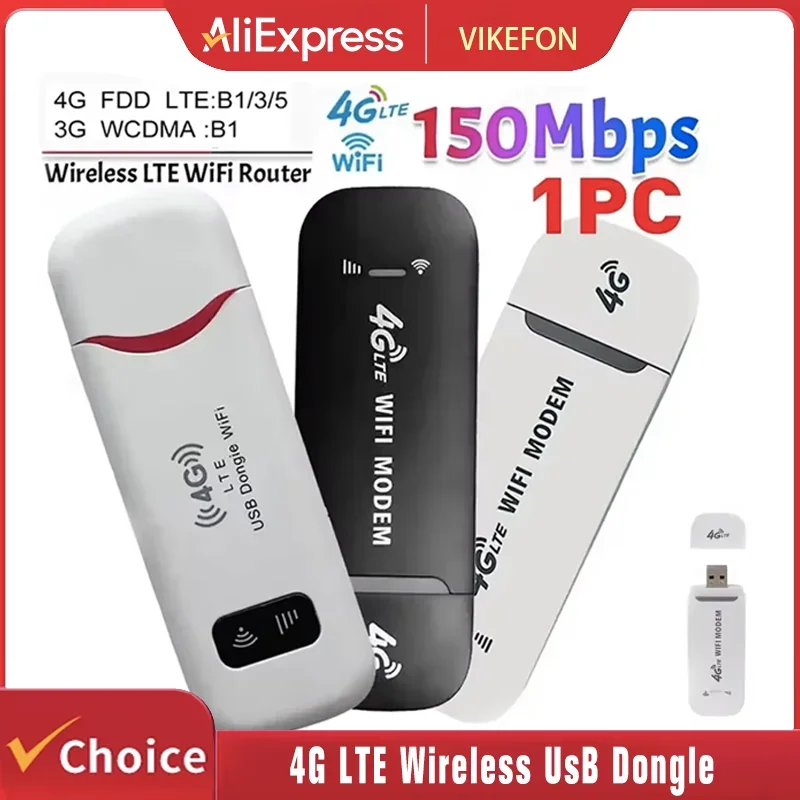 4G LTE Wireless USB Dongle Mobile Broadband 150Mbps Modem Stick 4G Sim Card Wireless Router Home Office Wireless WiFi Adapter