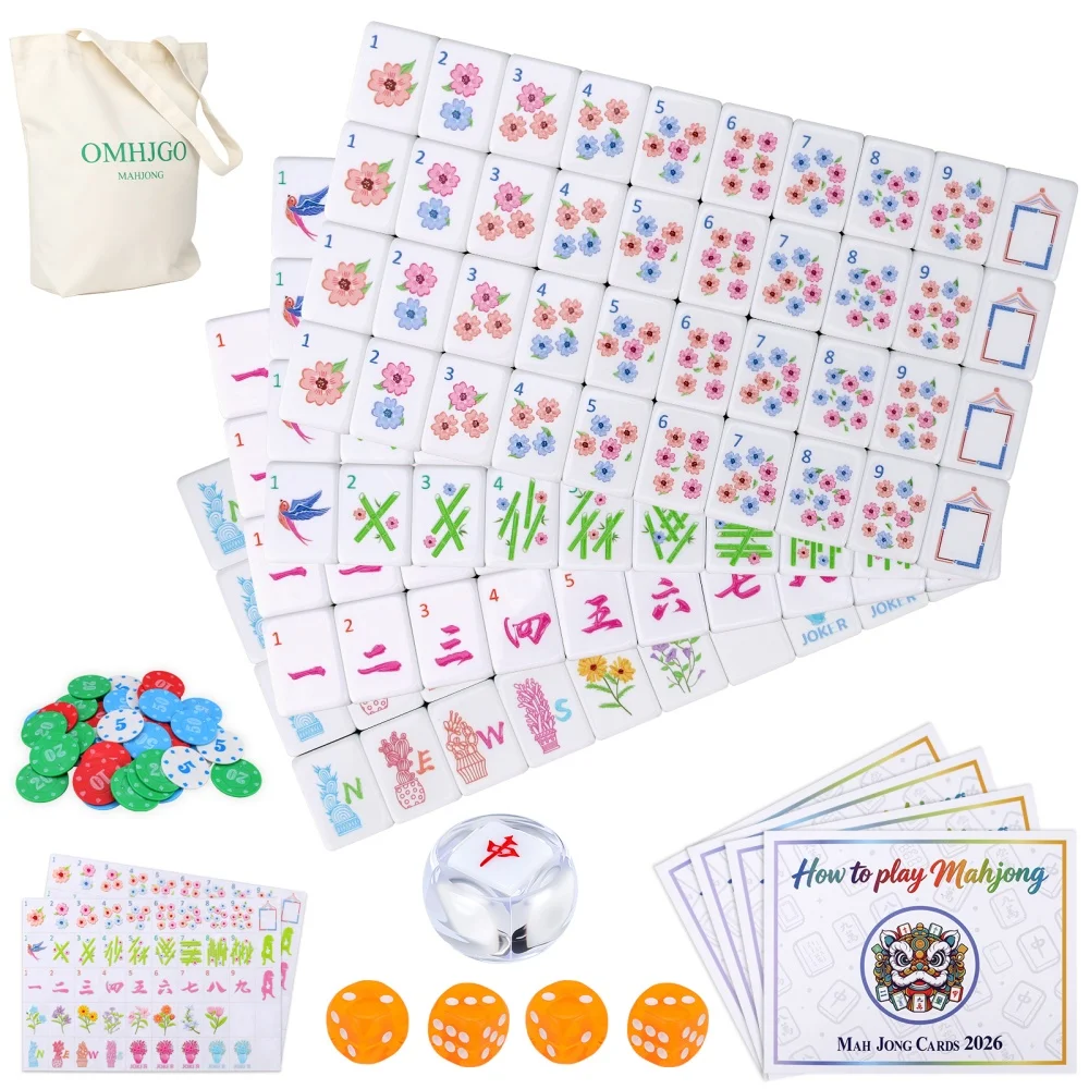 US Stock 4-Layer Acrylic Luxury Mahjong Tiles Bright Orange Engraved American Mahjong Set Travel Mah Jongg Sets for Party Games