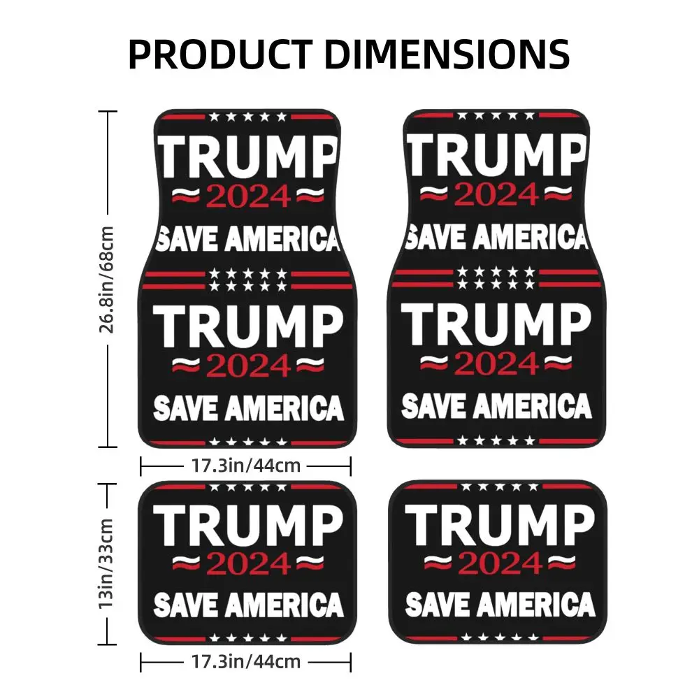 Trump 2024 Make America Great Again Car Waterproof Rubber Car Mats 4PCS Carpets Rugs Non-Slip Auto Foot Mats Universal Type