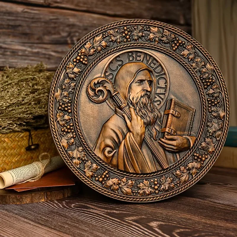 

Ретро-статуя Святого Бенедикта, католическая икона, религиозная фигура, церковное украшение, домашняя комната, настольное украшение