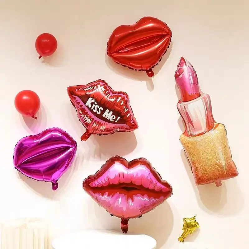 

Red Lipstick Foil Balloon Air Helium Globos for Happy Birthday Valentine's Day Wedding Anniversary Party Decorations Supplies