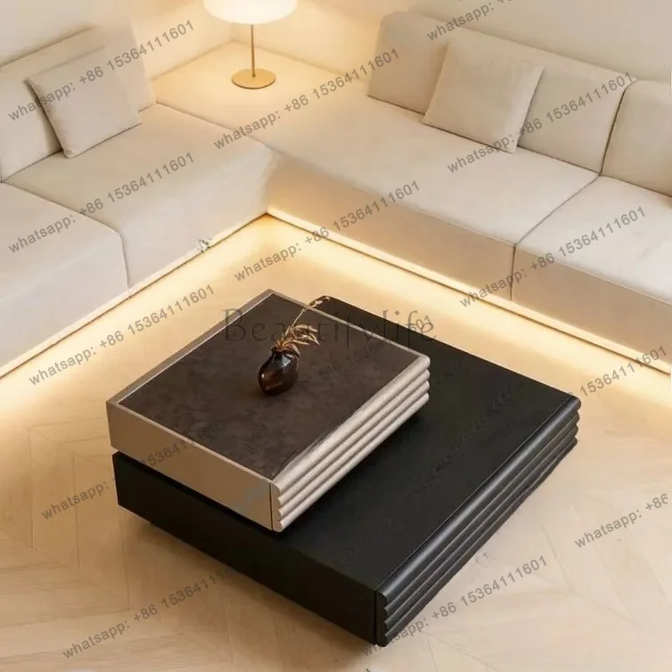 YJ  Italian minimalist light luxury cascading rotatable design coffee table living room designer creative geometry